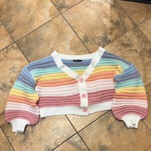 SHEIN Multicolor Cropped Striped Cardigan